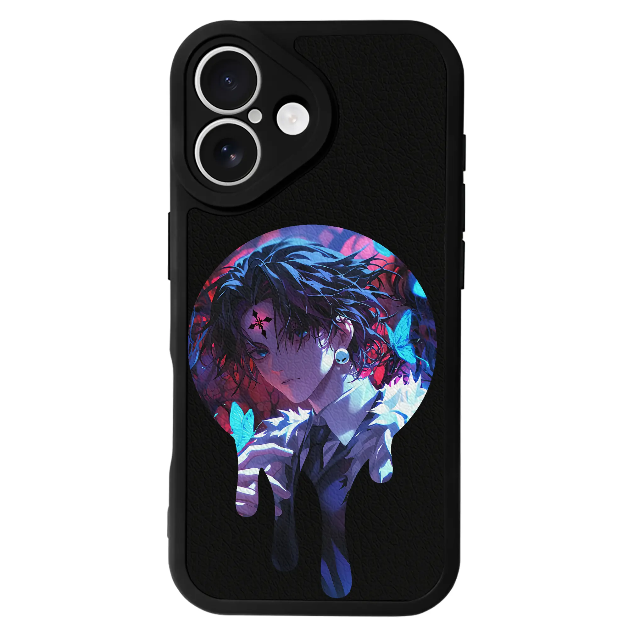 ハンター×ハンター グッズ クロロ＝ルシルフル - IPhone 16シリーズ対応 ・ シリコンスマホケース ・ レザー調 ・ 高精度フィット ・ 耐衝撃 ・ ワイヤレス充電対応 ・ 精密カット